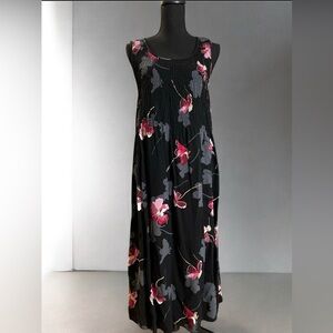 Croft & Barrow Y2K Sleeveless Smocked MIDI Dress Floral Size L